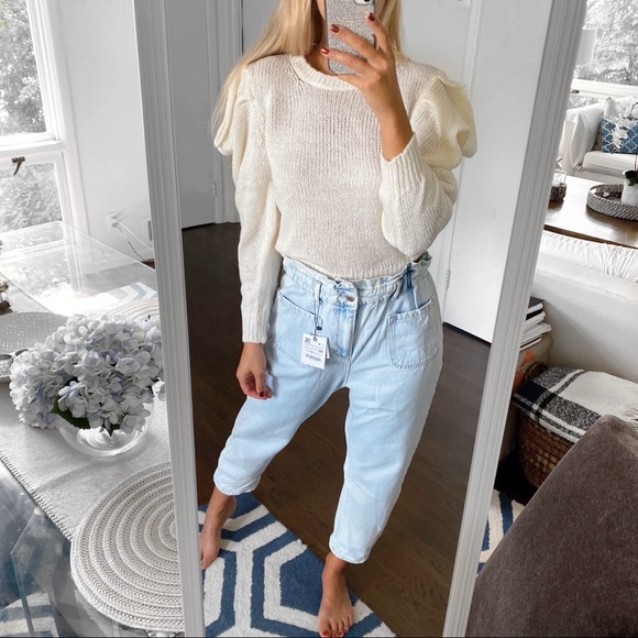 🐑 BRAVE SOUL IVORY PUFF SLEEVE KNIT SWEATER! - Picture 2 of 15